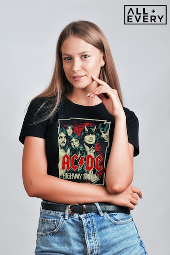 All + Every Black ACDC Highway To Hell Sketch Women's Music T-Shirt (Q27655) | £22