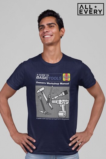 All + Every Navy Blue Haynes Basic Tools Owners Workshop Manual Men's T-Shirt (Q27659) | £21