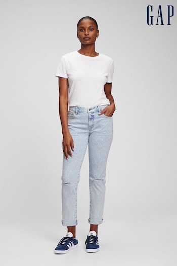 Gap Light Wash Blue Mid Rise Rip Knee Girlfriend Jeans Other (Q27874) | £60
