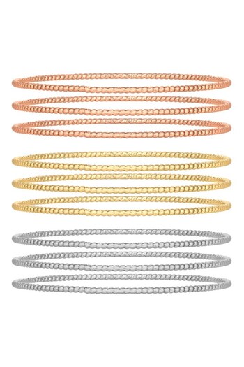 Lipsy Jewellery Gold Diamond Cut Bangle Bracelets - Pack of 3 (Q28123) | £14