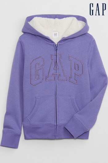 Gap Purple Logo Sherpa Zip Hoodie (Q28313) | £35