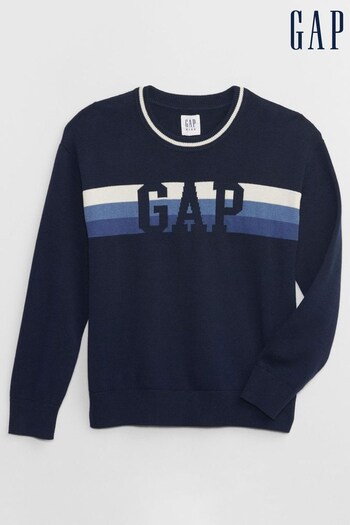 Gap Blue Logo Long Sleeve Crew Neck Jumper (Q28314) | £20