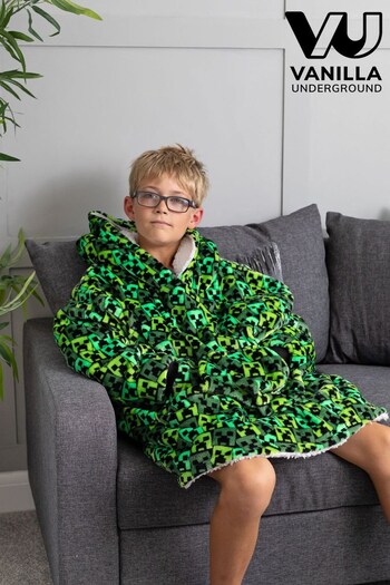 Vanilla Underground Green Minecraft Printed Fleece Blanket Hoodie - Kid's (Q28332) | £36