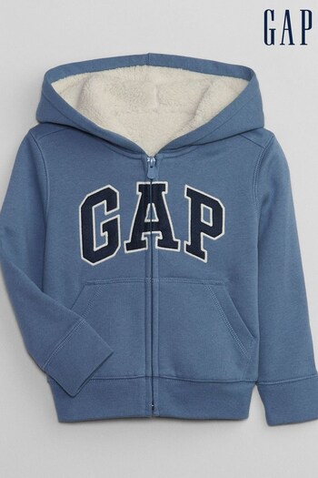 Gap Blue Logo Sherpa Zip Long Sleeve Hoodie (Q28335) | £30
