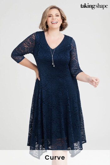 Taking Shape Blue Curve Odette Lace Cocktail Dress (Q28416) | £125