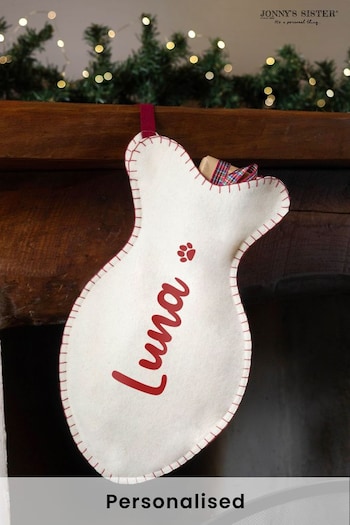 Personalised Wool Felt Cat Christmas Stocking by Jonny's Sister (Q28432) | £27