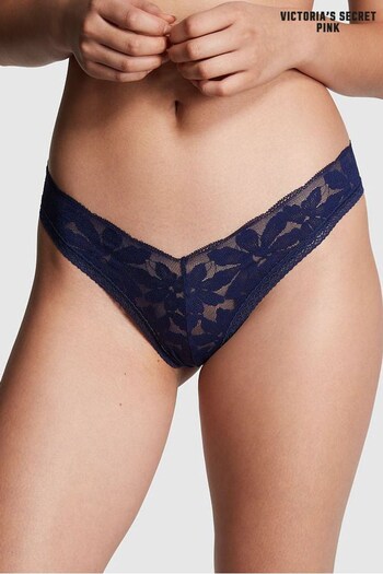 Victoria's Secret PINK Midnight Navy Blue Lace Brazilian Knickers (Q28441) | £9