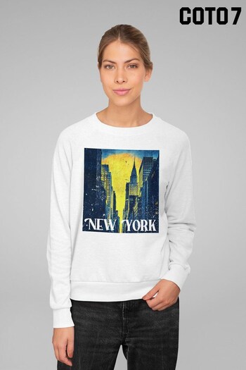 Coto7 White New York Blue And Yellow Cityscape Women's Sweatshirt by Coto7 (Q28464) | £32