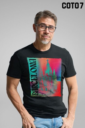 Coto7 Black Barcelona Cathedral Multi Colour Men's T-Shirt by Coto7 (Q28466) | £21