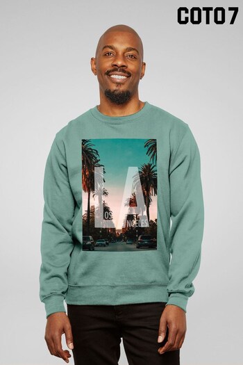 Coto7 Dusty Green Los Angeles Stylised Street Men's Sweatshirt by Coto7 (Q28474) | £32