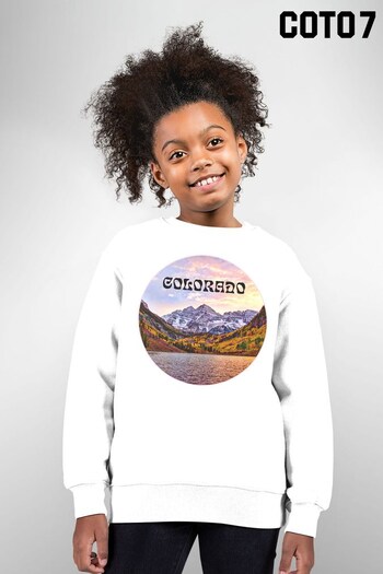 Coto7 White Colorado Mountain Scene Kids Sweatshirt by Coto7 (Q28477) | £23