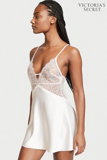 Victoria's Secret Coconut White Satin Lace Slip (Q28634) | £59