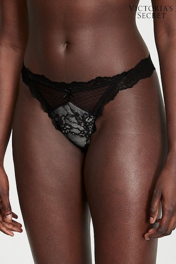 Victoria's Secret Black Thong Lace Knickers (Q28677) | £18