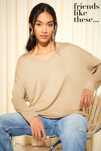 Tops, T Shirts & Polos Camel Soft Jersey V Neck Long Sleeve Tunic Top (Q28756) | £22