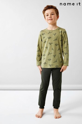 Name It Khaki Green Long Sleeve PJ Set (Q28761) | £19