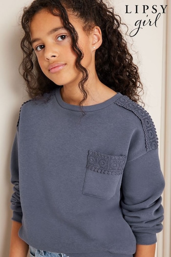 Lipsy Blue Crochet Sweatshirt (Q28807) | £19 - £25