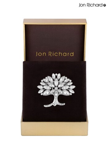Jon Richard Silver Crystal Cubic Zirconia Tree Of Love Brooch - Gift Boxed (Q28835) | £30