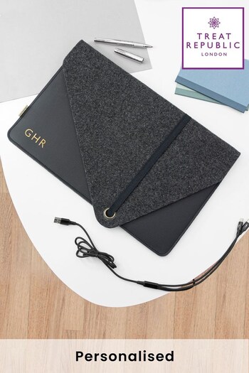 Personalised Monogrammed Vegan Apple Leather Laptop Sleeve by Treat Republic (Q28845) | £59