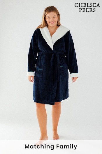 Chelsea Peers Blue Curve Curve Fluffy Hooded Dressing Gown (Q28870) | £40