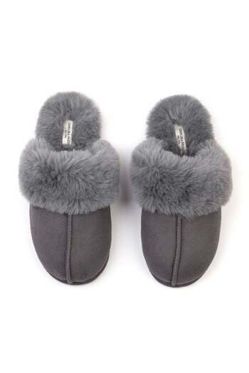 Chelsea Peers Grey Regular Fit Suedette Cuffed Dome Slippers (Q28873) | £32