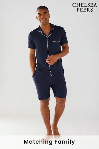 Chelsea Peers Blue Modal Button Up Short Pyjama Set (Q28875) | £40