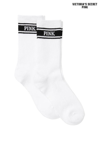 Victoria's Secret PINK Optic White Crew Sock 2 Pack (Q28941) | £16