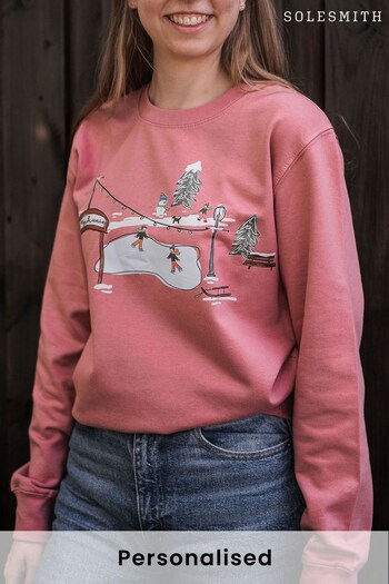 Personalised Ice Skating Landscape Pink Jumper by Solesmith (Q28985) | £34