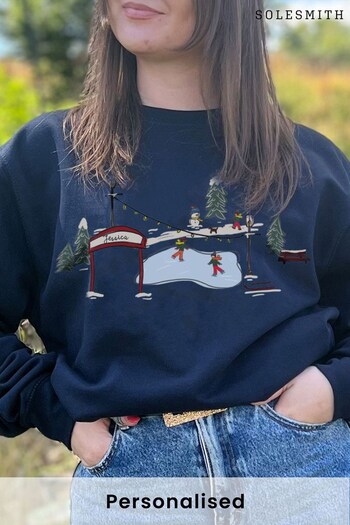 Personalised Ice Skating Landscape Navy Jumper by Solesmith (Q28986) | £34