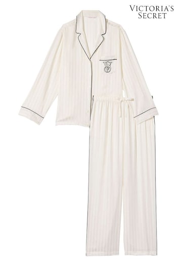 Victoria's Secret Coconut White Satin Long Pyjamas (Q29038) | £69