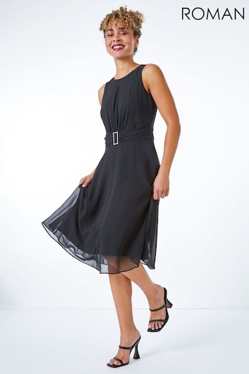 Roman Black Petite Buckle Detail Dress (Q29084) | £50