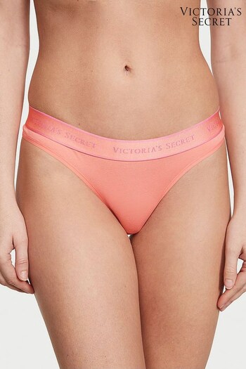 Victoria's Secret Punchy Peach Orange Thong Logo Knickers (Q29099) | £9