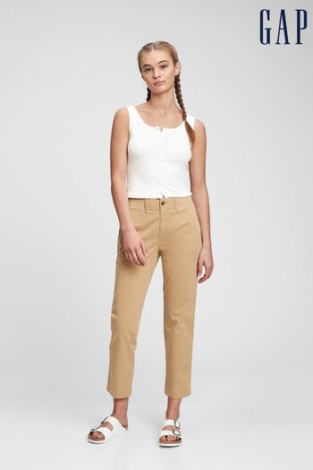 Gap Brown High Waisted Straight Khaki Trousers with Washwell (Q29122) | £40