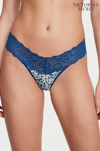 Victoria's Secret Blue Cherry Blossoms Lace Waist Thong Knickers (Q29219) | £9