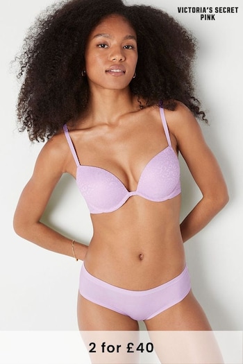 Victoria's Secret PINK Misty Lilac Purple Lace Super Push Up T-Shirt Bra (Q29298) | £29