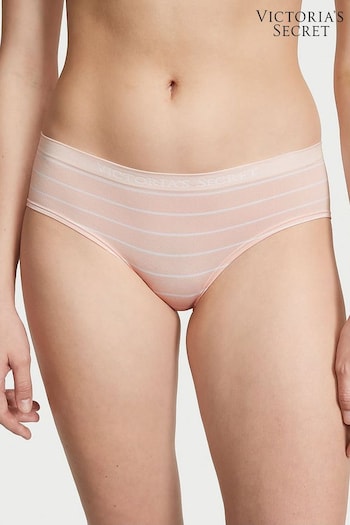 Victoria's Secret Purest Pink Clean Stripe Printed Seamless Hipster Knickers (Q29363) | £9