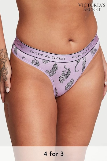 Victoria's Secret Unicorn Purple Spotted Leo Thong Logo Knickers (Q29364) | £9