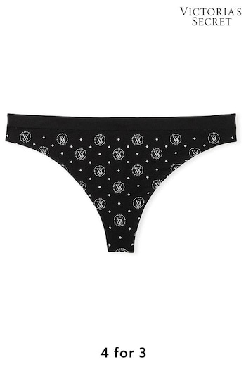 Victoria's Secret Black Dot Seamless Thong Knickers (Q29369) | £9