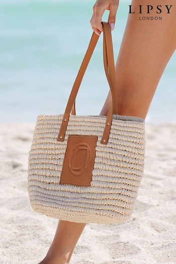Lipsy Brown Raffia Straw Beach Bag (Q29442) | £42