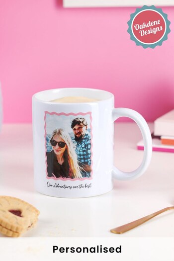 Personalised Pink Wavy Photo Mug by Oakdene (Q29564) | £14