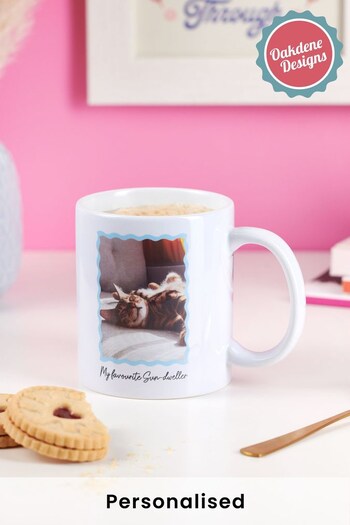 Personalised Blue Wavy Photo Mug by Oakdene (Q29566) | £14