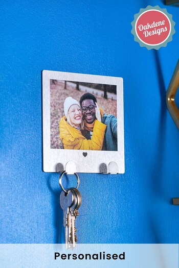 Personalised Stainless Steel Couples Photo Key Hook by Oakdene (Q29570) | £18
