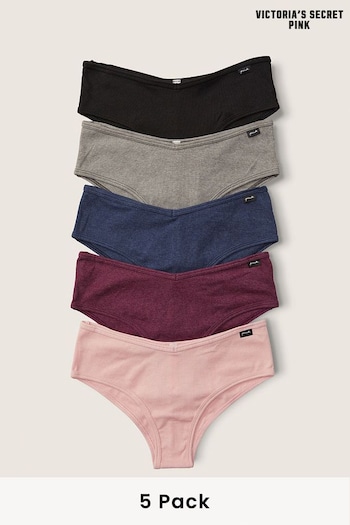 Victoria's Secret PINK Black/Grey/Pink/Blue Cheeky Cotton Knickers Multipack (Q29625) | £27