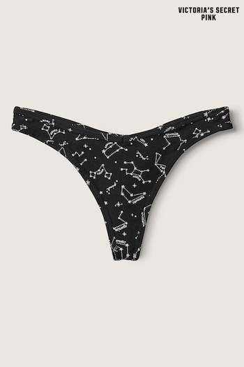 Victoria's Secret PINK Constellation Pure Black Cotton Thong Knickers (Q29628) | £9