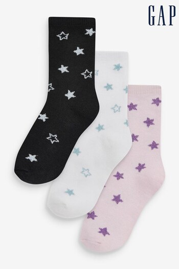 Gap Black, White & Pink Glitter Star Socks 3-Pack (Q29742) | £8