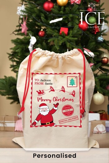 Personalised Merry Christmas Stamp Sack by Ice London (Q29923) | £12