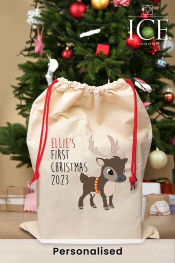 Personalised Reindeer Christmas Sack by Ice London (Q29929) | £12