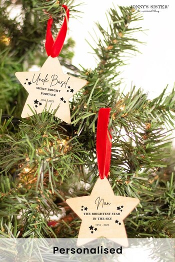 Personalised Wooden Star Memorial Christmas Tree Ornament by Jonny's Sister (Q29940) | £13