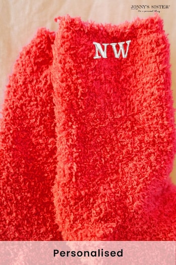 Personalised Embroidered Monogrammed Fluffy Bed Socks by Jonny's Sister (Q29965) | £17
