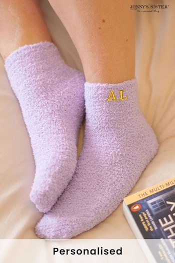Personalised Embroidered Monogrammed Fluffy Bed Socks by Jonny's Sister (Q29968) | £17