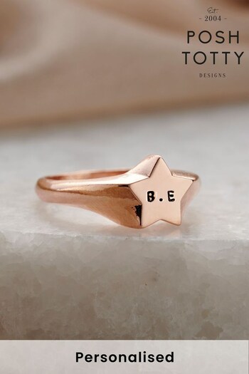 Personalised Star Signet Ring by Posh Totty (Q29984) | £85